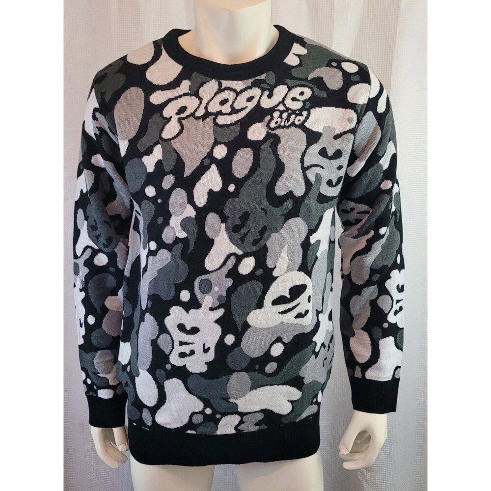 Plague Blvd Lil Darkie Camo M Sweater Crew Neck Spider Gang Rare Hip Hop Rap